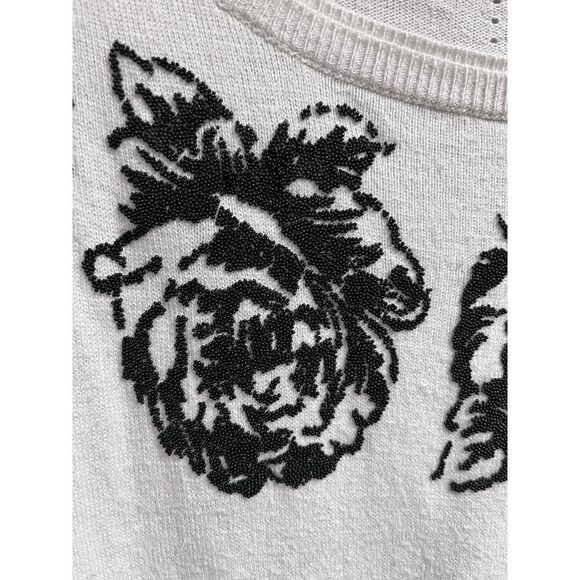 Elle Womens Pullover Crew Neck Beaded Front Stretchy Sweater Beige Sz L - Picture 4 of 6